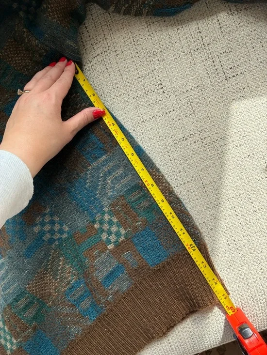 VTG Pendleton Pure 100% Wool Geometric Crewneck Sweater (Brown & Teal) (Size:L) - Picture 9 of 10